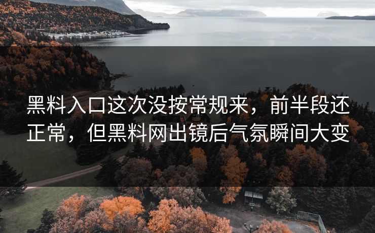 黑料入口这次没按常规来，前半段还正常，但黑料网出镜后气氛瞬间大变